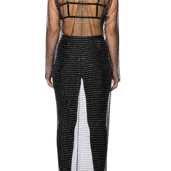 Akira Rhinestone Fishnet Long Open Front Jacket - Picture 4 of 12